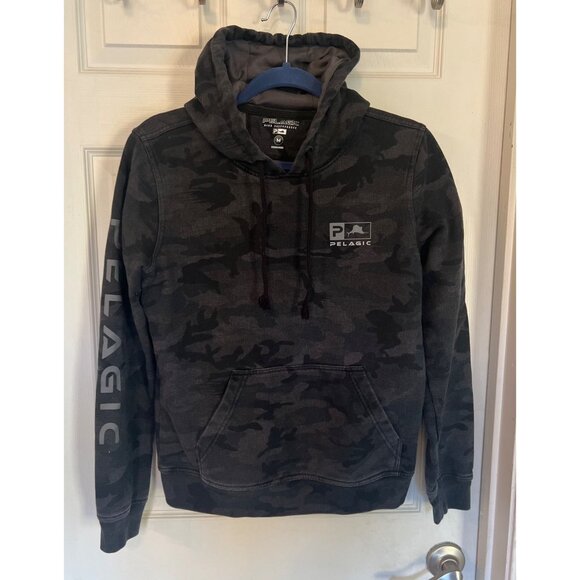 Pelagic Other - Pelagic Grey & Black Camo Long Sleeve Youth Hoodie Size Medium